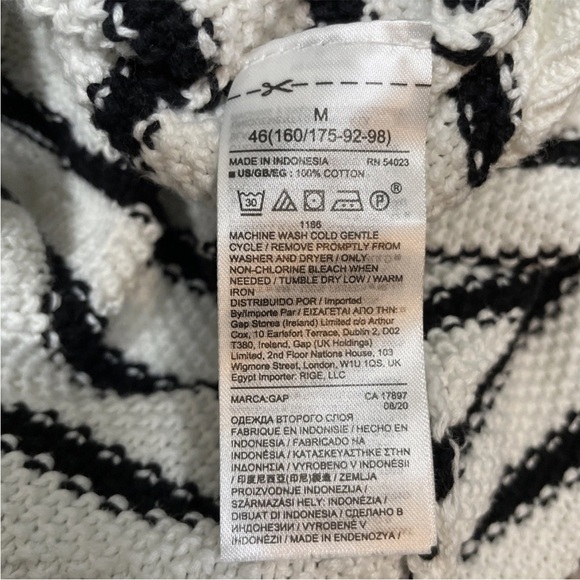 Gap Black & White Striped Cable Knit Crewneck Sweater Women’s Size Medium Cotton - Picture 7 of 8